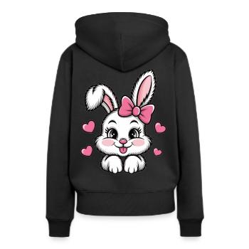 Süßer Hase mit Schleife und Herzen - Frauen Premium Bio Hoodie - Schwarz - Hinten - Julia (174cm)