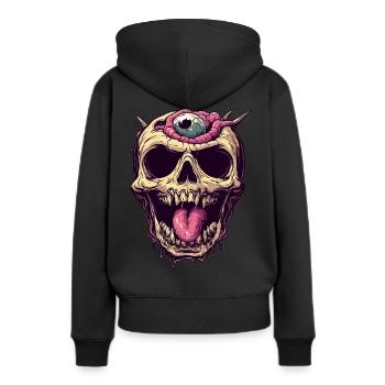 Crâne de zombie dégoûtant avec œil et langue - Sweat à capuche Premium bio Femme - noir - Dos - Julia (174cm)