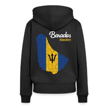 Barbados - Frauen Premium Bio Hoodie - Schwarz - Hinten - Julia (174cm)