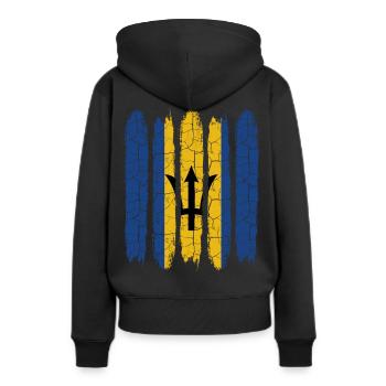 Barbados - Frauen Premium Bio Hoodie - Schwarz - Hinten - Julia (174cm)