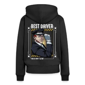 Taxi - Frauen Premium Bio Hoodie - Schwarz - Hinten - Julia (174cm)