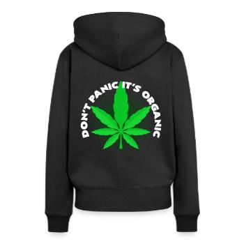 cannabis - Sweat à capuche Premium bio Femme - noir - Dos - Julia (174cm)