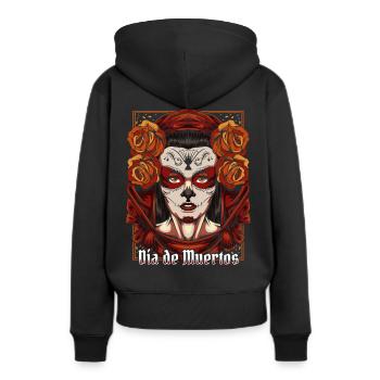 Jour des morts - Sweat à capuche Premium bio Femme - noir - Dos - Julia (174cm)