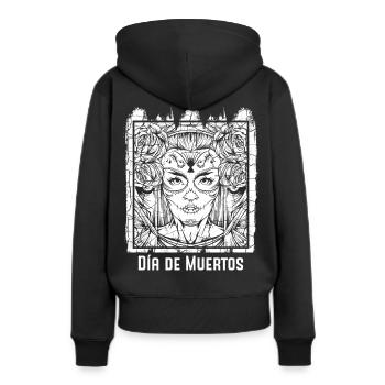 Jour des morts - Sweat à capuche Premium bio Femme - noir - Dos - Julia (174cm)