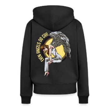 ange - Sweat à capuche Premium bio Femme - noir - Dos - Julia (174cm)