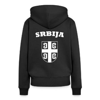 Serbien - Frauen Premium Bio Hoodie - Schwarz - Hinten - Julia (174cm)
