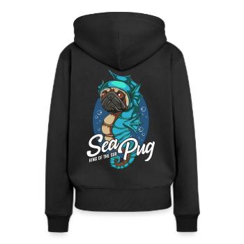 Hippocampe - Sweat à capuche Premium bio Femme - noir - Dos - Julia (174cm)