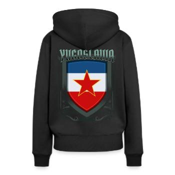 Yougoslavie - Sweat à capuche Premium bio Femme - noir - Dos - Julia (174cm)