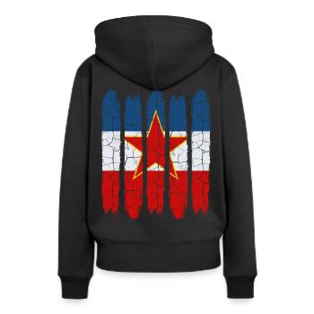 Yougoslavie - Sweat à capuche Premium bio Femme - noir - Dos - Julia (174cm)