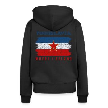 Yougoslavie - Sweat à capuche Premium bio Femme - noir - Dos - Julia (174cm)