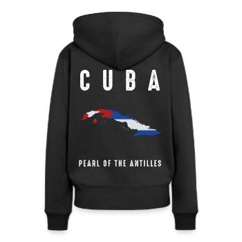 Cuba - Sweat à capuche Premium bio Femme - noir - Dos - Julia (174cm)