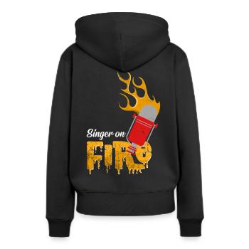 Singer On Fire Mikrophon Musikalisch Geschenkidee - Frauen Premium Bio Hoodie - Schwarz - Hinten - Julia (174cm)