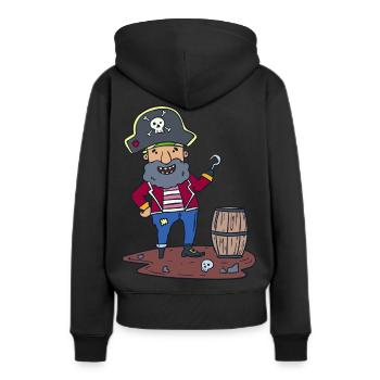 Pirat Räuber Rum - Frauen Premium Bio Hoodie - Schwarz - Hinten - Julia (174cm)