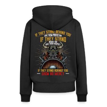 Wikinger - Frauen Premium Bio Hoodie - Schwarz - Hinten - Julia (174cm)