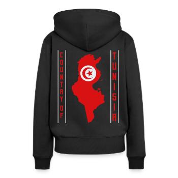 Tunisie - Sweat à capuche Premium bio Femme - noir - Dos - Julia (174cm)
