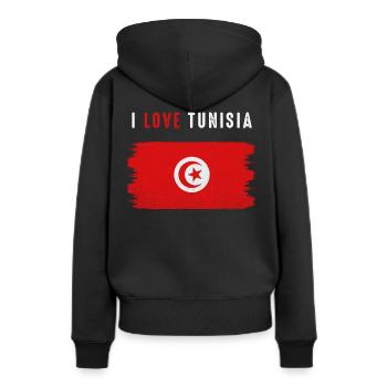 Tunisie - Sweat à capuche Premium bio Femme - noir - Dos - Julia (174cm)