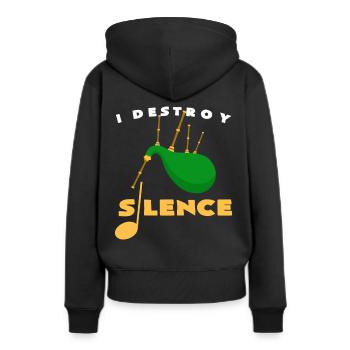 Dudelsack - Frauen Premium Bio Hoodie - Schwarz - Hinten - Julia (174cm)