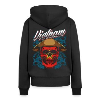 Vietnam - Frauen Premium Bio Hoodie - Schwarz - Hinten - Julia (174cm)