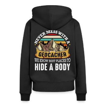 Geocaching - Sweat à capuche Premium bio Femme - noir - Dos - Julia (174cm)