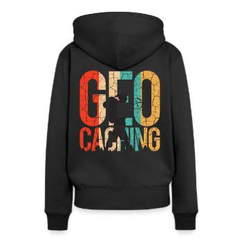 Geocaching - Sweat à capuche Premium bio Femme - noir - Dos - Julia (174cm)
