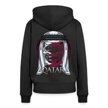Qatar - Sweat à capuche Premium bio Femme - noir - Dos - Julia (174cm)