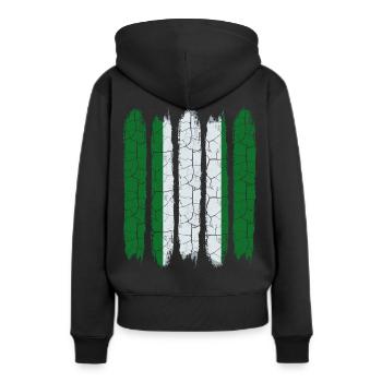 Nigeria - Sweat à capuche Premium bio Femme - noir - Dos - Julia (174cm)