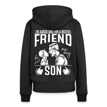 Vater und Sohn - Frauen Premium Bio Hoodie - Schwarz - Hinten - Julia (174cm)