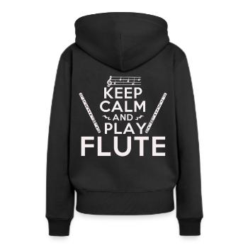 Flöten - Frauen Premium Bio Hoodie - Schwarz - Hinten - Julia (174cm)