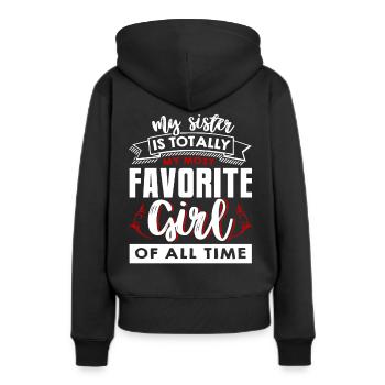 Frère et soeur - Sweat à capuche Premium bio Femme - noir - Dos - Julia (174cm)
