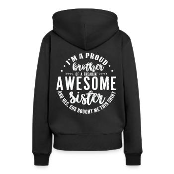 Frère et soeur - Sweat à capuche Premium bio Femme - noir - Dos - Julia (174cm)