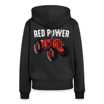 Traktor - Frauen Premium Bio Hoodie - Schwarz - Hinten - Julia (174cm)