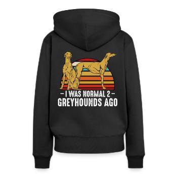 I Was Normal 2 Greyhounds Ago Hundehalter Geschenk - Frauen Premium Bio Hoodie - Schwarz - Hinten - Julia (174cm)