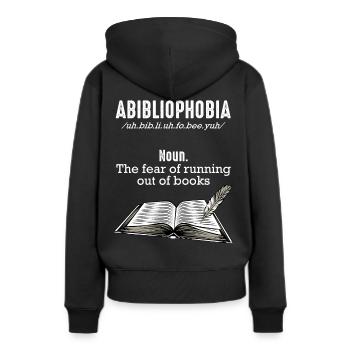 Bücher Lesen - Frauen Premium Bio Hoodie - Schwarz - Hinten - Julia (174cm)
