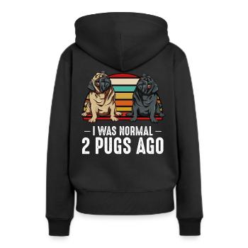 Mops - Frauen Premium Bio Hoodie - Schwarz - Hinten - Julia (174cm)