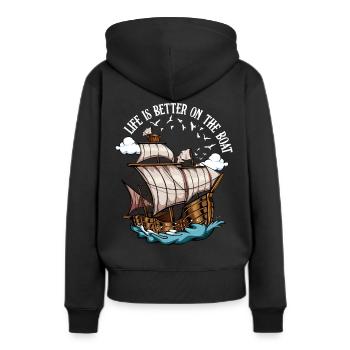 navigation à voile - Sweat à capuche Premium bio Femme - noir - Dos - Julia (174cm)