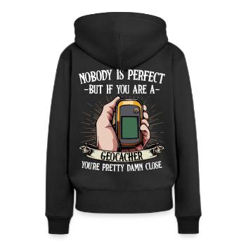Geocaching - Sweat à capuche Premium bio Femme - noir - Dos - Julia (174cm)