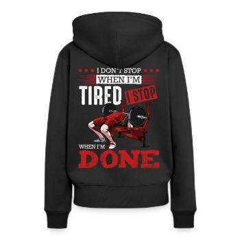 Bodybuilder - Frauen Premium Bio Hoodie - Schwarz - Hinten - Julia (174cm)