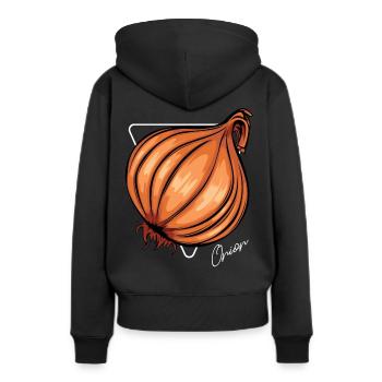 Trendy Onion Cool Gemüse Zwiebeln - Frauen Premium Bio Hoodie - Schwarz - Hinten - Julia (174cm)