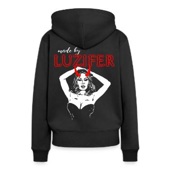2reborn MADE BY LUZIFER Teufelsweib Devil Hell - Frauen Premium Bio Hoodie - Schwarz - Hinten - Julia (174cm)