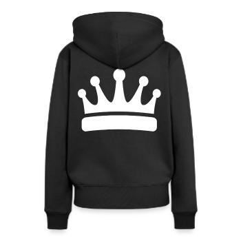 Krone - Frauen Premium Bio Hoodie - Schwarz - Hinten - Julia (174cm)