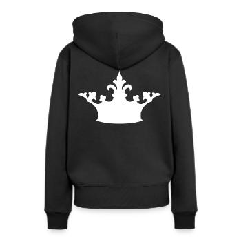Krone - Frauen Premium Bio Hoodie - Schwarz - Hinten - Julia (174cm)