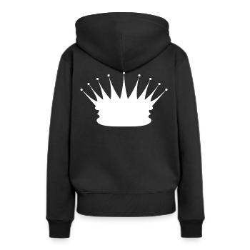Krone - Frauen Premium Bio Hoodie - Schwarz - Hinten - Julia (174cm)