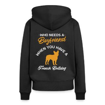 Französische Bulldogge French Bulldog - Frauen Premium Bio Hoodie - Schwarz - Hinten - Julia (174cm)