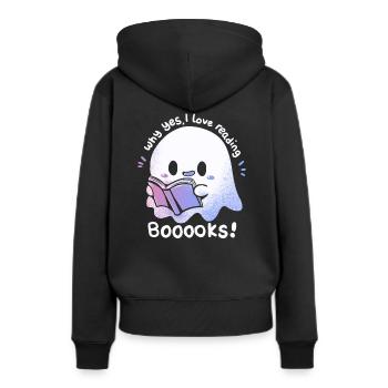 Ich liebe es, Booooks zu lesen - Frauen Premium Bio Hoodie - Schwarz - Hinten - Julia (174cm)
