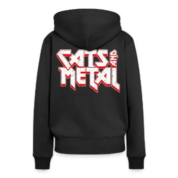 Katzen und Metal | In Heavy-Metal-Schrift - Frauen Premium Bio Hoodie - Schwarz - Hinten - Julia (174cm)