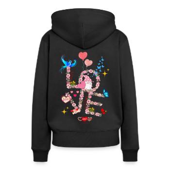 Blumen Valentinstag Ich LIEBE dich - Frauen Premium Bio Hoodie - Schwarz - Hinten - Julia (174cm)
