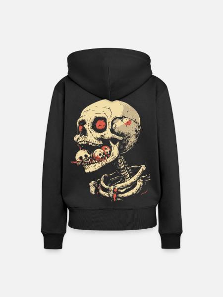 Skelett NomNomNom - Frauen Premium Bio Hoodie - Schwarz