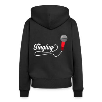 Singen - Frauen Premium Bio Hoodie - Schwarz - Hinten - Julia (174cm)