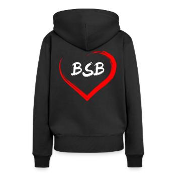 Hinterstraße in meinem Herz - Frauen Premium Bio Hoodie - Schwarz - Hinten - Julia (174cm)