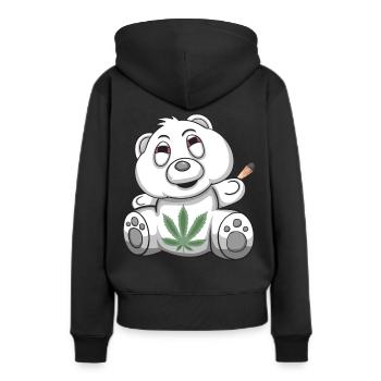 Teddy Bear Kiffer Bearchen Kiffen Gras Mauvaises herbes - Sweat à capuche Premium bio Femme - noir - Dos - Julia (174cm)